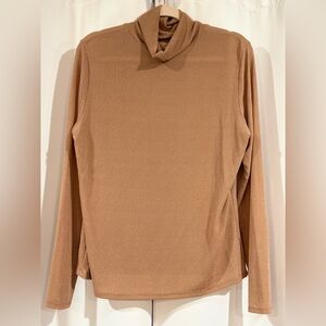 Sheer Tan Long Sleeve Turtleneck Top